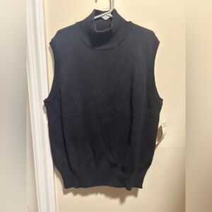 Vtg w/Tags Evan Picone Women's Sz Medium Navy Mock Turtleneck Sleeveless Sweater